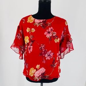 Vince Camuto Red Floral Blouse size XS
